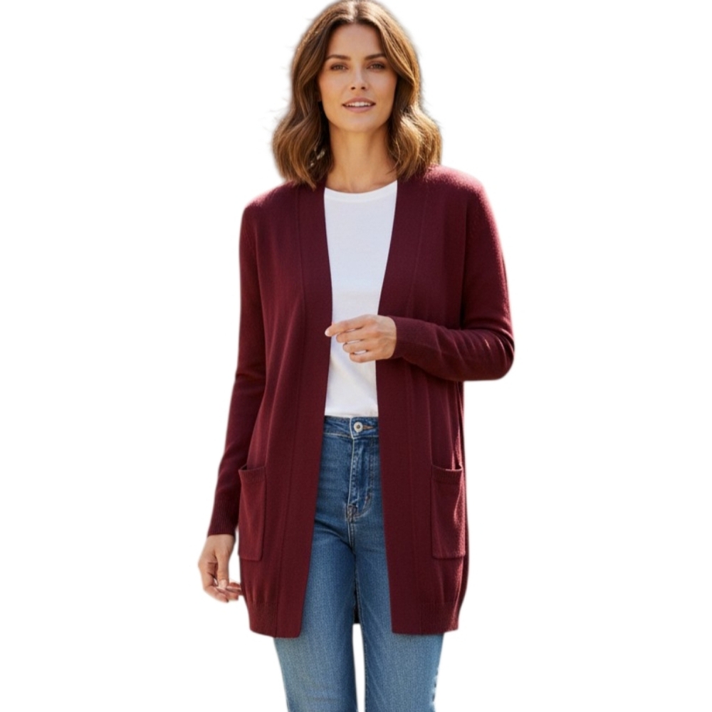 Cielo Open-Front Burgundy Knit Long Cardigan Sz.XL EUC